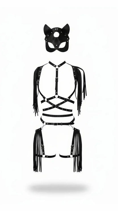 Morgana Fringed Harness and Cat Mask Set — product image 2
